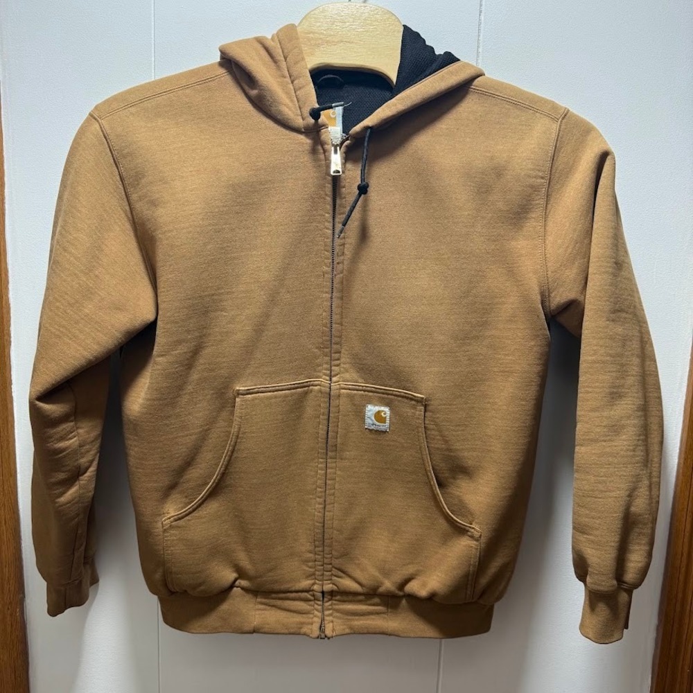 Carhartt J149 BRN Thermal Lined Zip Up Hoodie Sweatshirt Brown Mens Medium